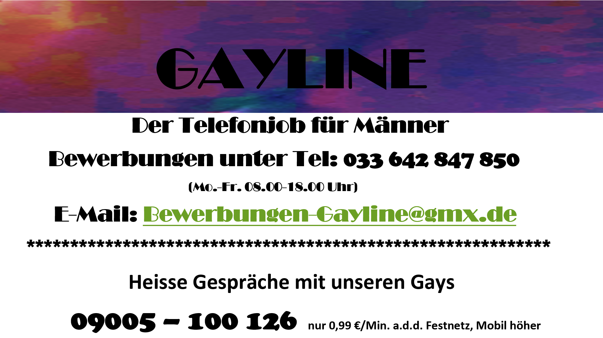 Gayline Jobs Arbeit auf Gayline Telefonistin Jobangebot Nebenjob telefonieren Arbeit für Männer am Telefon